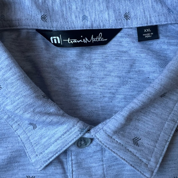 Travis Mathew Men’s Gray Geometric Short Sleeve Polo Shirt Logo Poly Blend 2XL - Picture 2 of 10